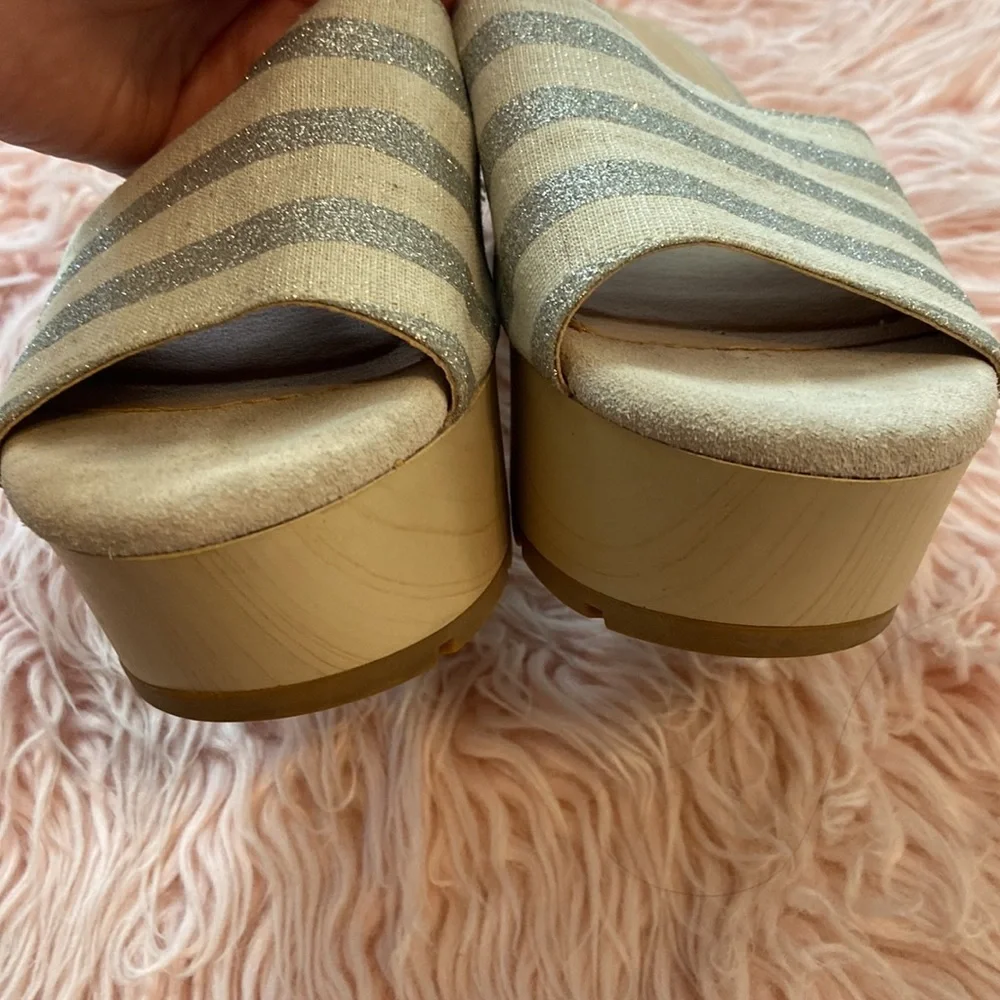 Anthropologie Splendid Wedge Platform Slides Slip On Heeled Sandals Sz 8…
